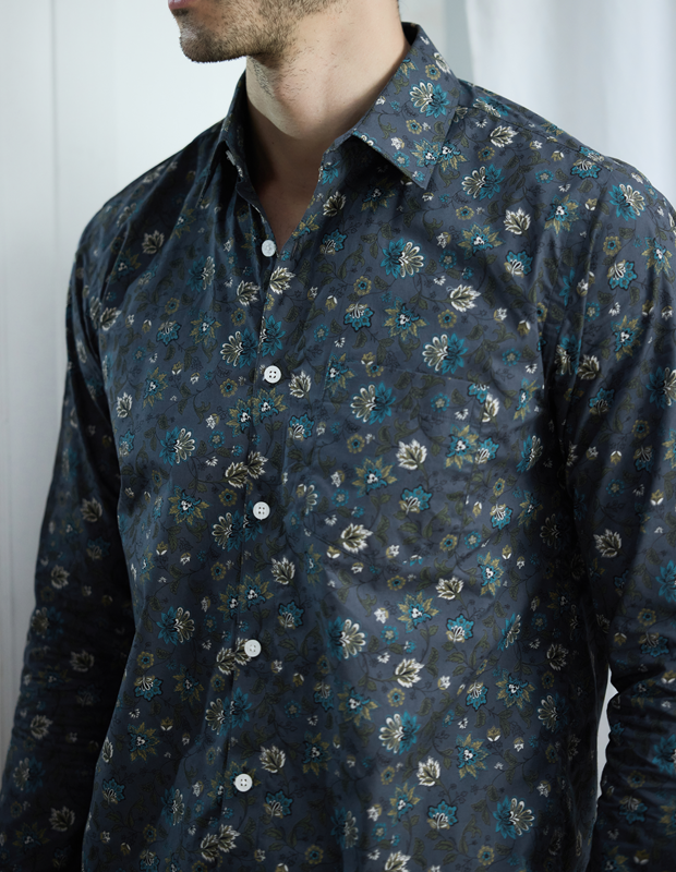 Teal Green Floral Shirt